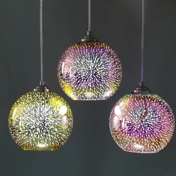 Colorful 3D Fireworks Glass Pendant Lamp with Unique Design