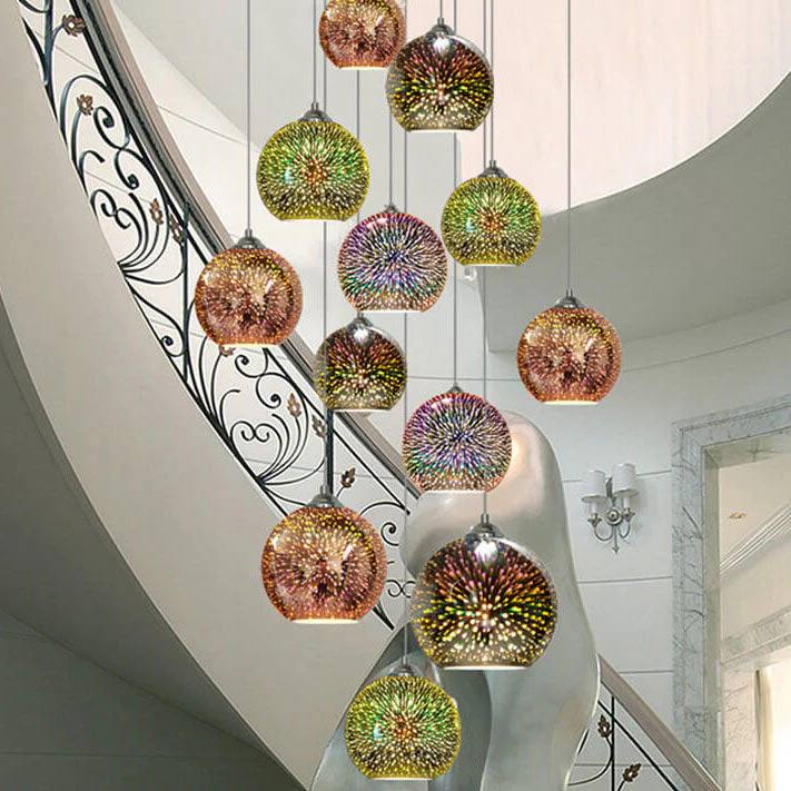 Colorful 3D Fireworks Glass Pendant Lamp with Unique Design