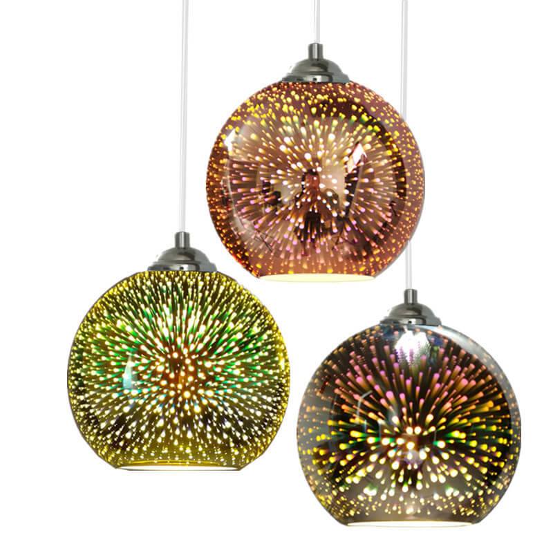 Colorful 3D Fireworks Glass Pendant Lamp with Unique Design