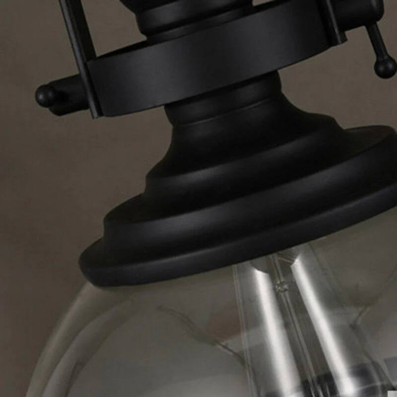 Industrial Style Ceiling Lamp with Bowl-Shaped Glass Pendant