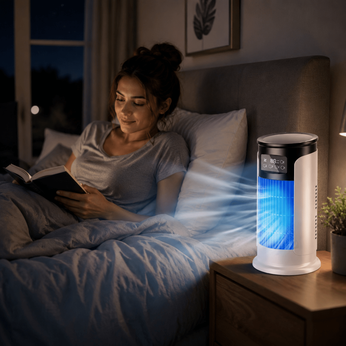 Compact Evaporative Cooler and Humidifier – Silent 6-Speed USB Fan for Office and Home