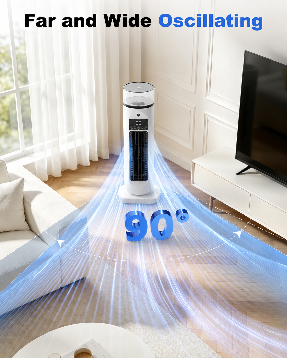 4-in-1 Portable Air Cooler with Timer and Remote – Evaporative Fan with Wide Oscillation