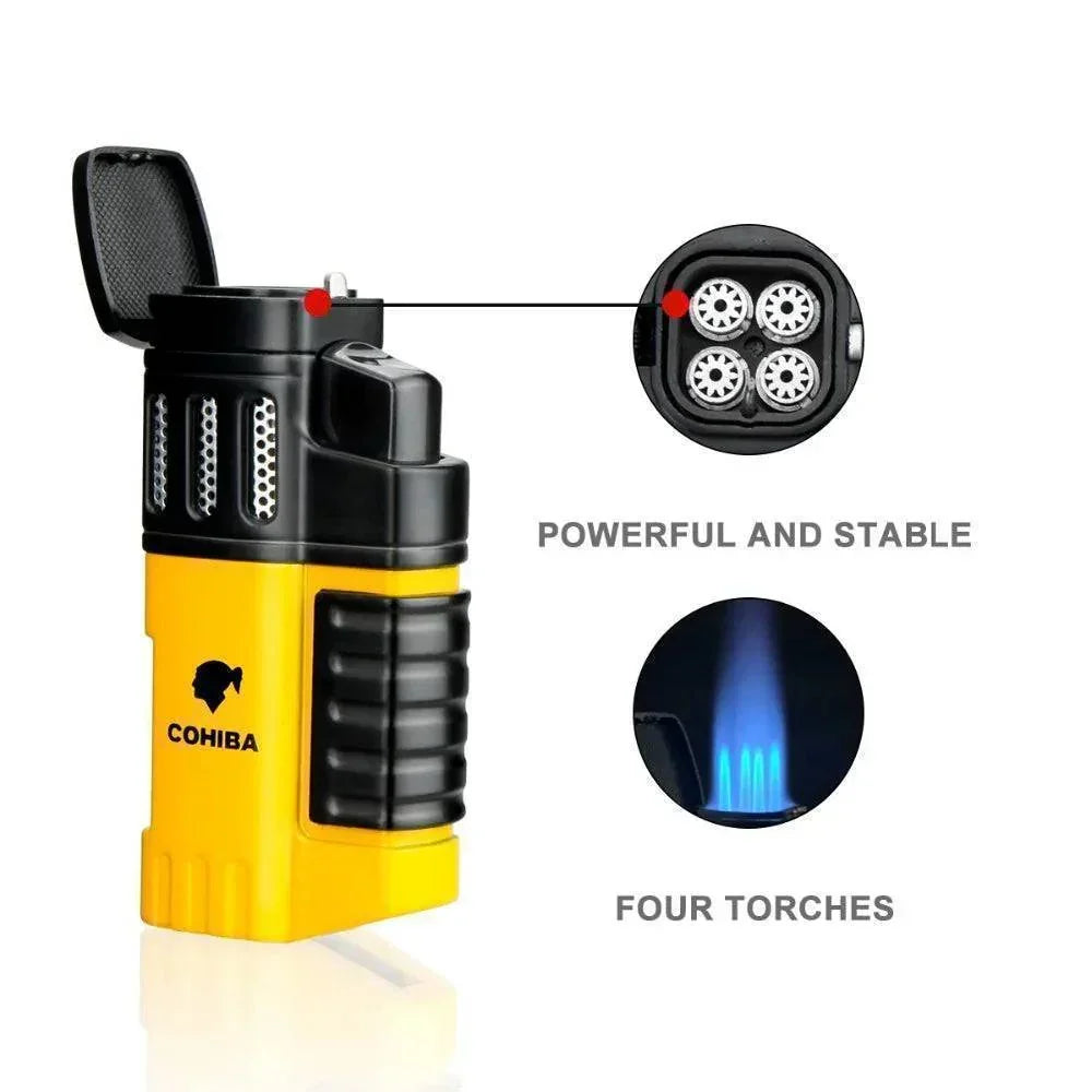 Portable 4-Jet Torch Lighter for Outdoor Activities