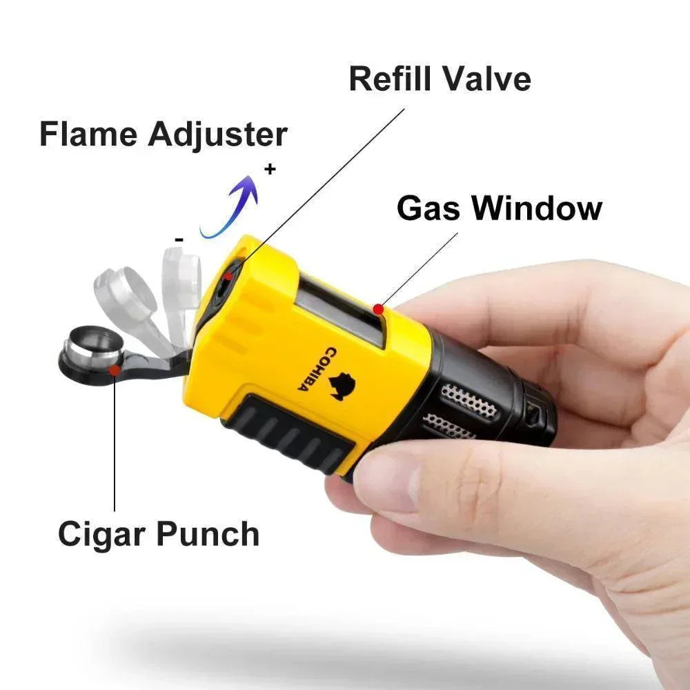 Portable 4-Jet Torch Lighter for Outdoor Activities