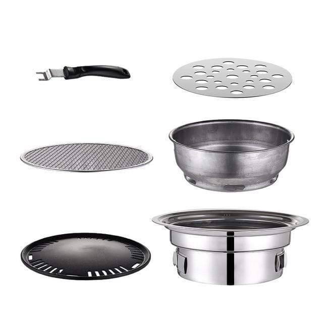 Portable Charcoal Barbecue Grill for Outdoor Cooking – Stainless Steel