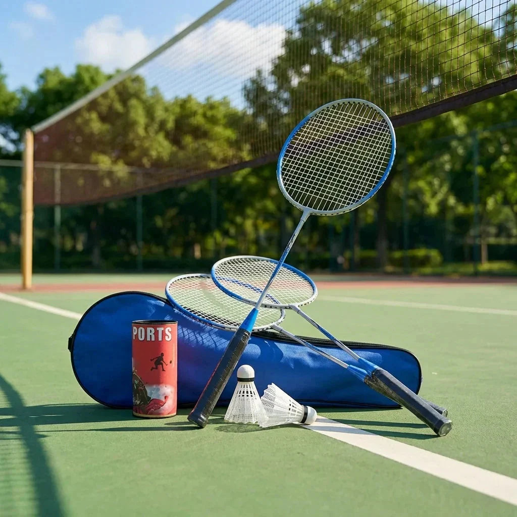 Complete Badminton Kit with Two Rackets and Shuttlecocks