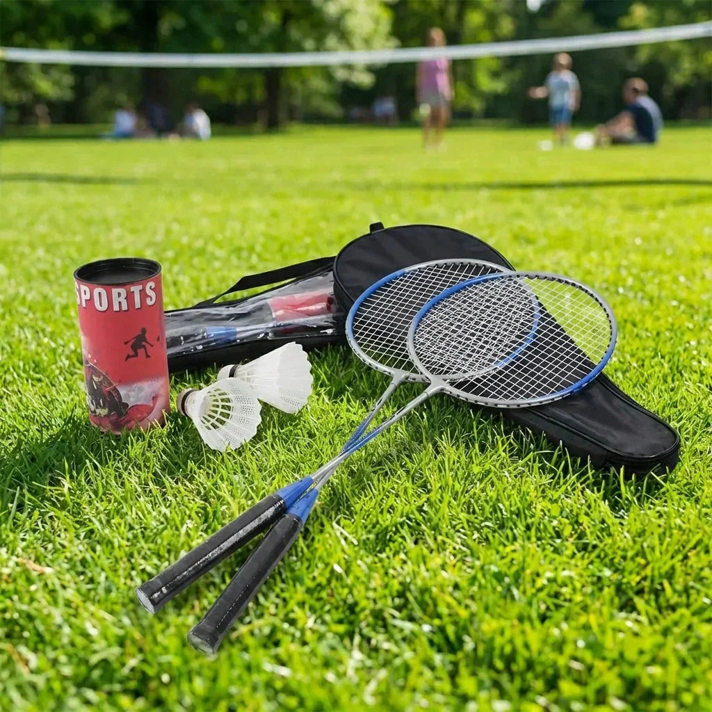Complete Badminton Kit with Two Rackets and Shuttlecocks
