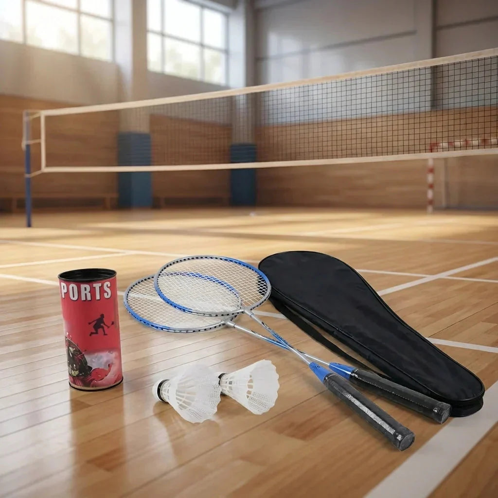 Complete Badminton Kit with Two Rackets and Shuttlecocks
