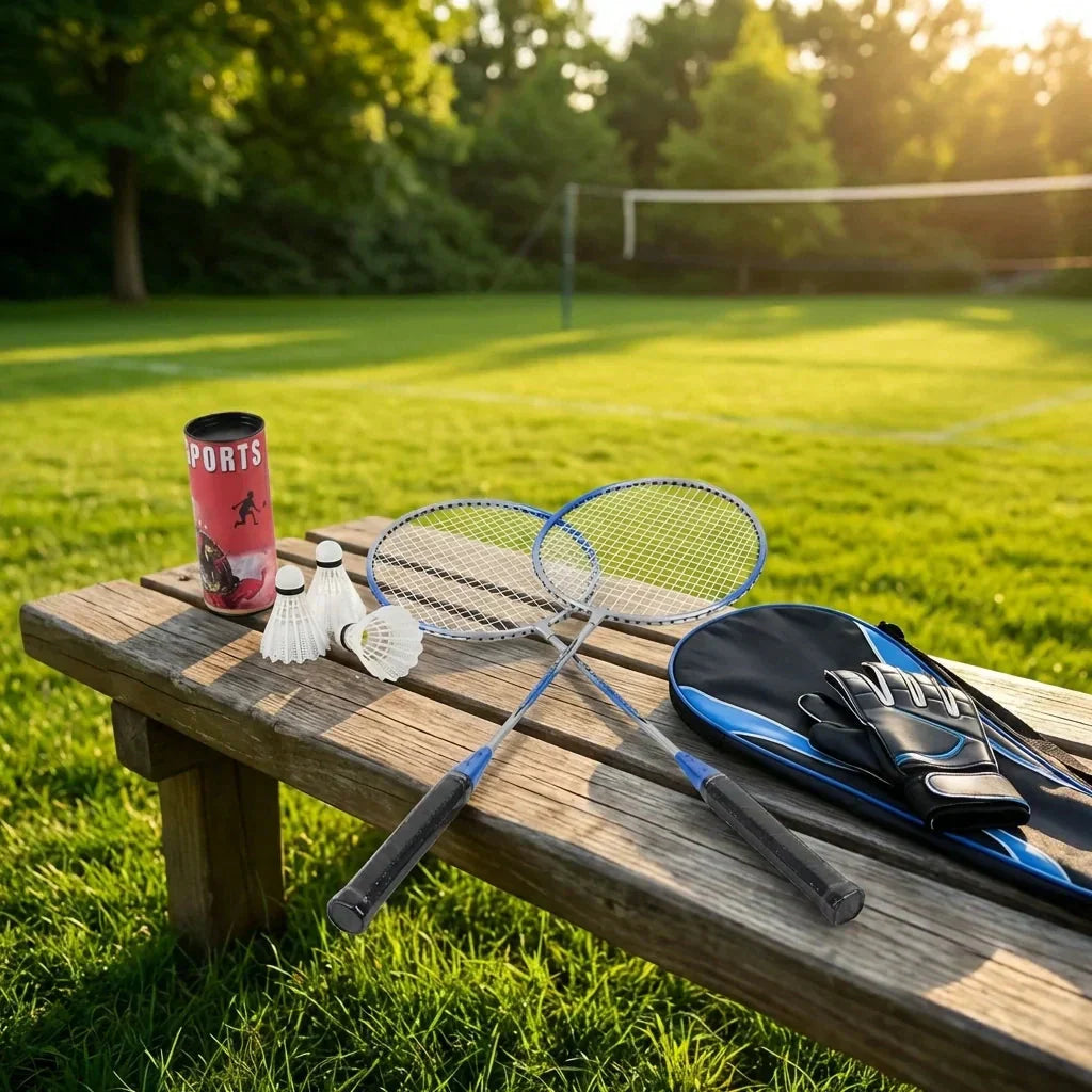 Complete Badminton Kit with Two Rackets and Shuttlecocks