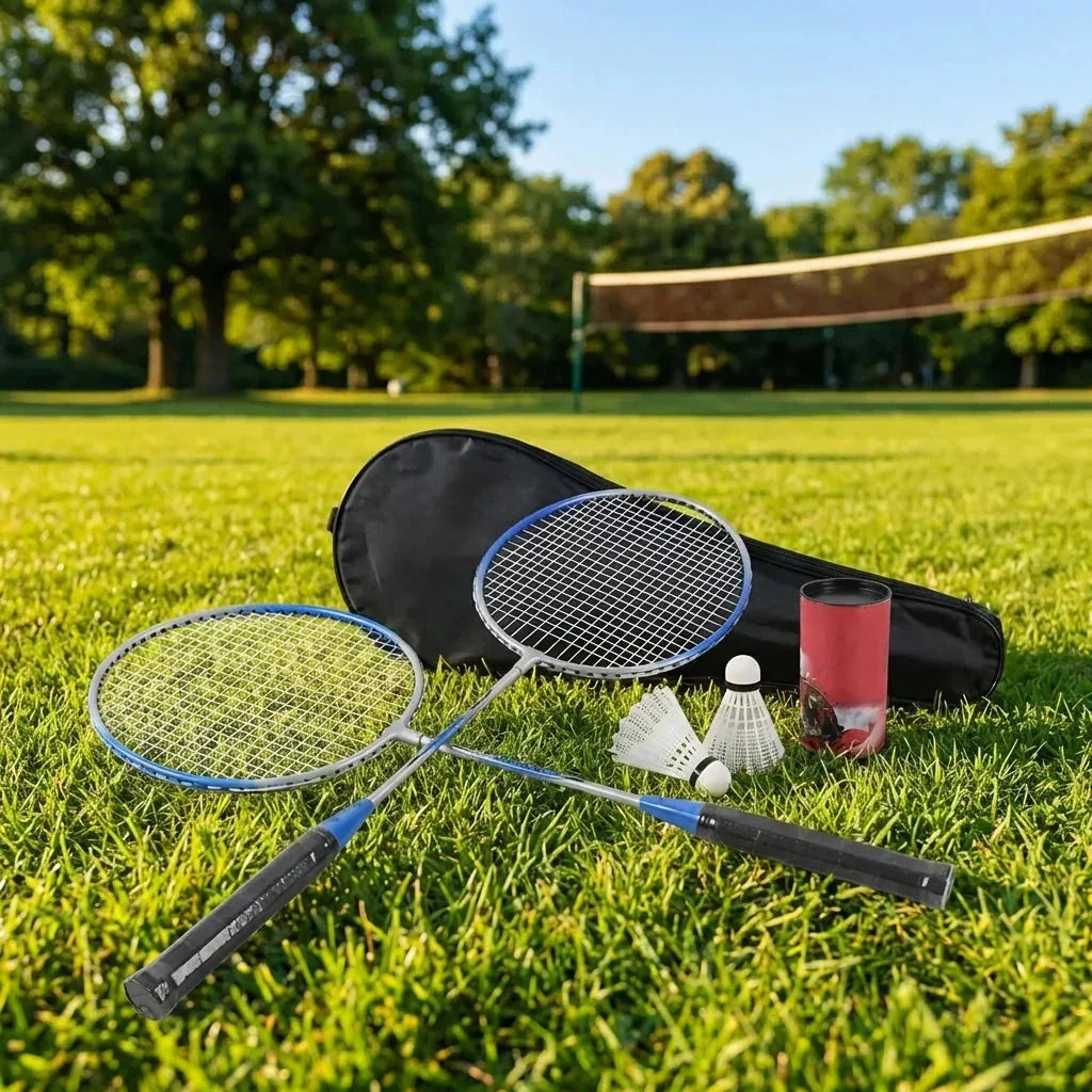 Complete Badminton Kit with Two Rackets and Shuttlecocks