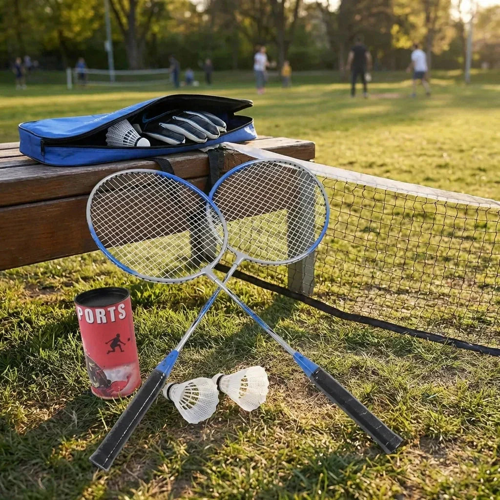 Complete Badminton Kit with Two Rackets and Shuttlecocks