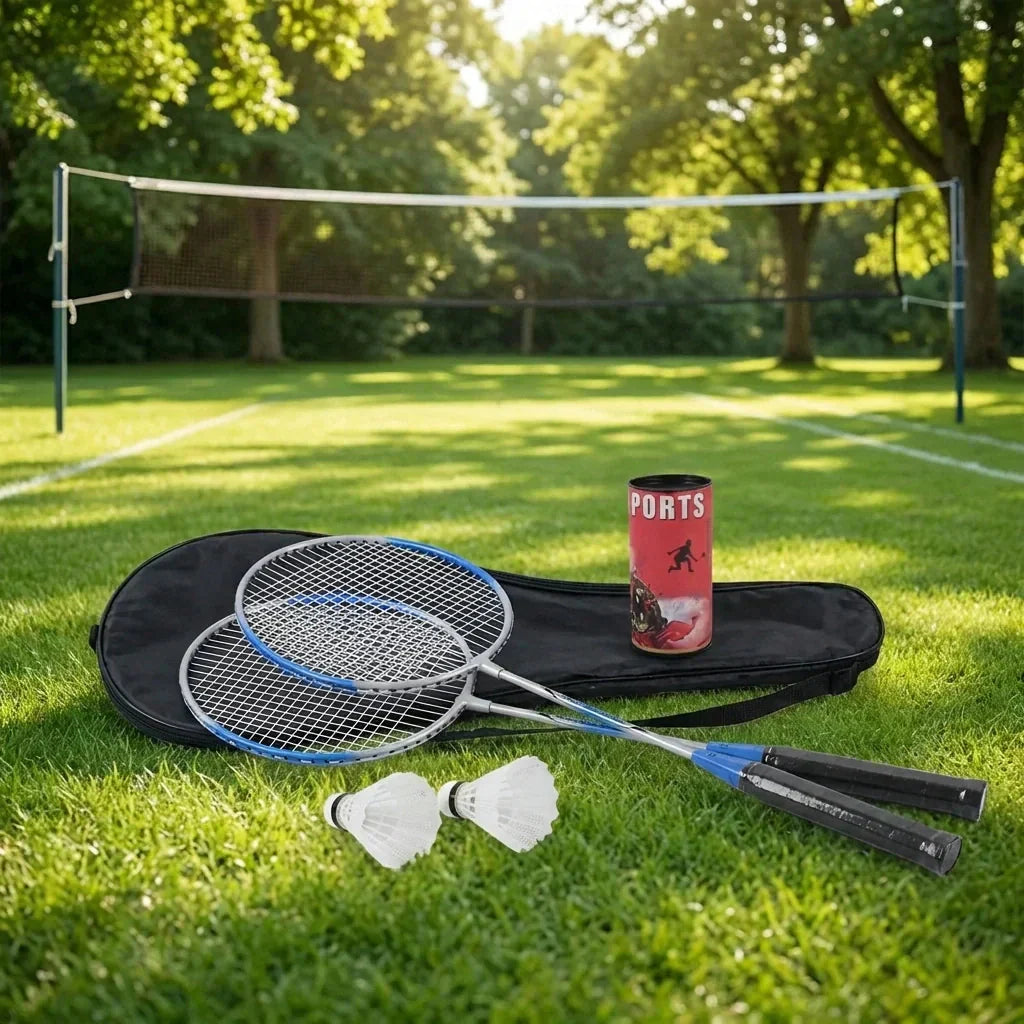 Complete Badminton Kit with Two Rackets and Shuttlecocks