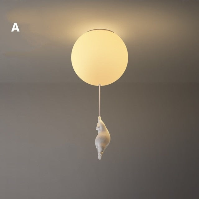 Ceiling Light Featuring Playful Bear Design and Balloon Elements