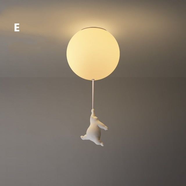 Ceiling Light Featuring Playful Bear Design and Balloon Elements