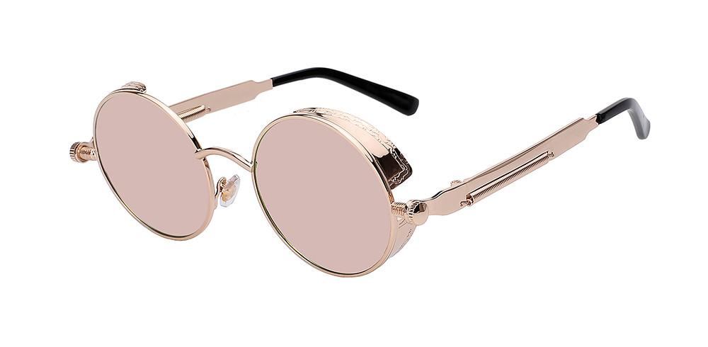 Steampunk Round Sunglasses with Side Shields