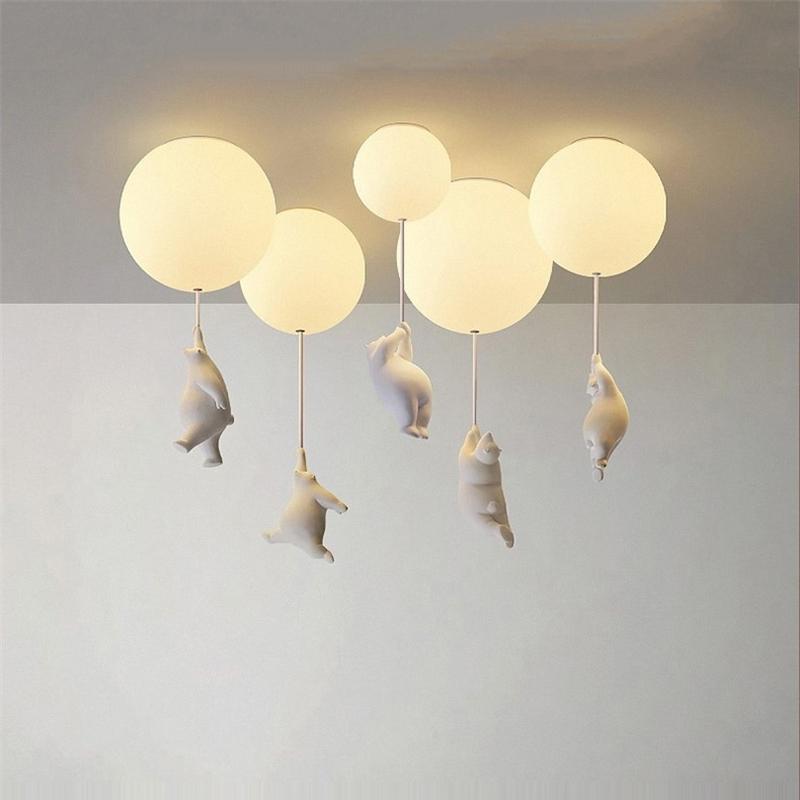 Ceiling Light Featuring Playful Bear Design and Balloon Elements