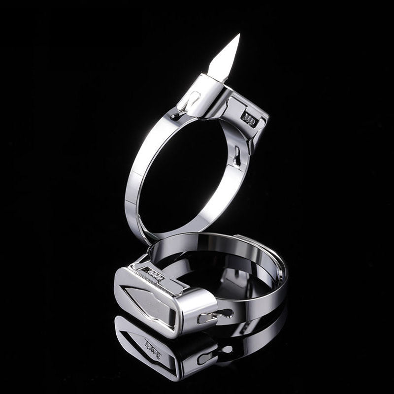 Compact Emergency Safety Ring with Hidden Blade - Stainless Steel Design