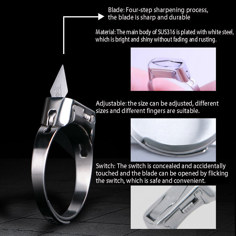 Compact Emergency Safety Ring with Hidden Blade - Stainless Steel Design