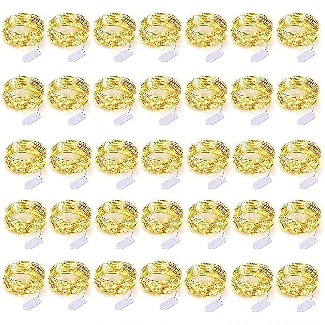20 LED Battery-Powered Fairy Lights on 7Ft Flexible Silver Wire for Weddings and Mason Jar Decoration