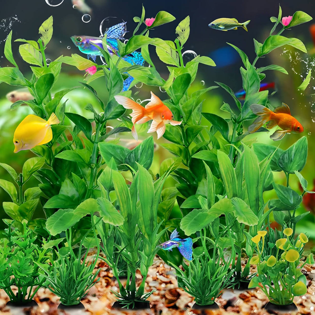 10-Piece Weighted Aquarium Plant Decoration Set for Fish Tanks