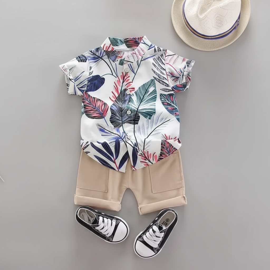 2-Piece Summer Set for Baby Boys – Elastic Shorts and Pull-On Top