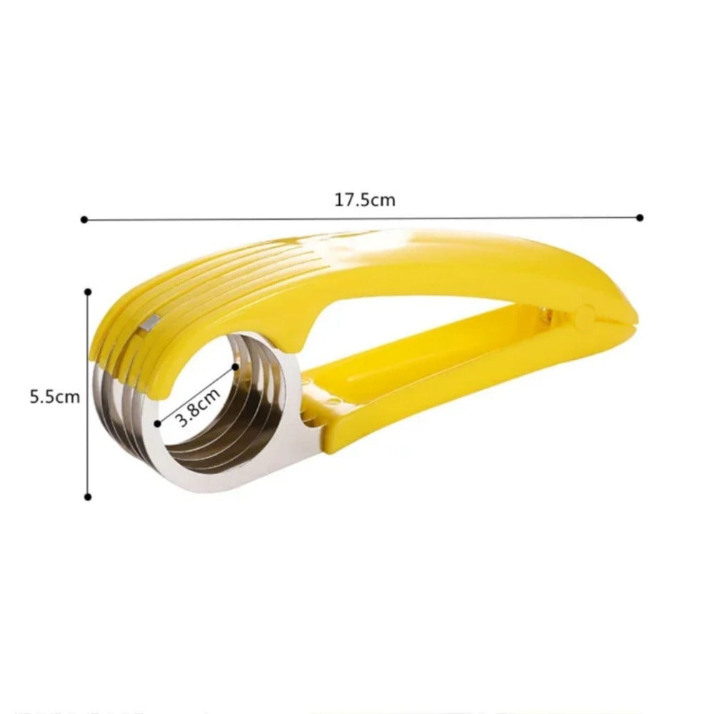 Curved Fruit and Banana Slicer in Stainless Steel for Kitchen Preparation