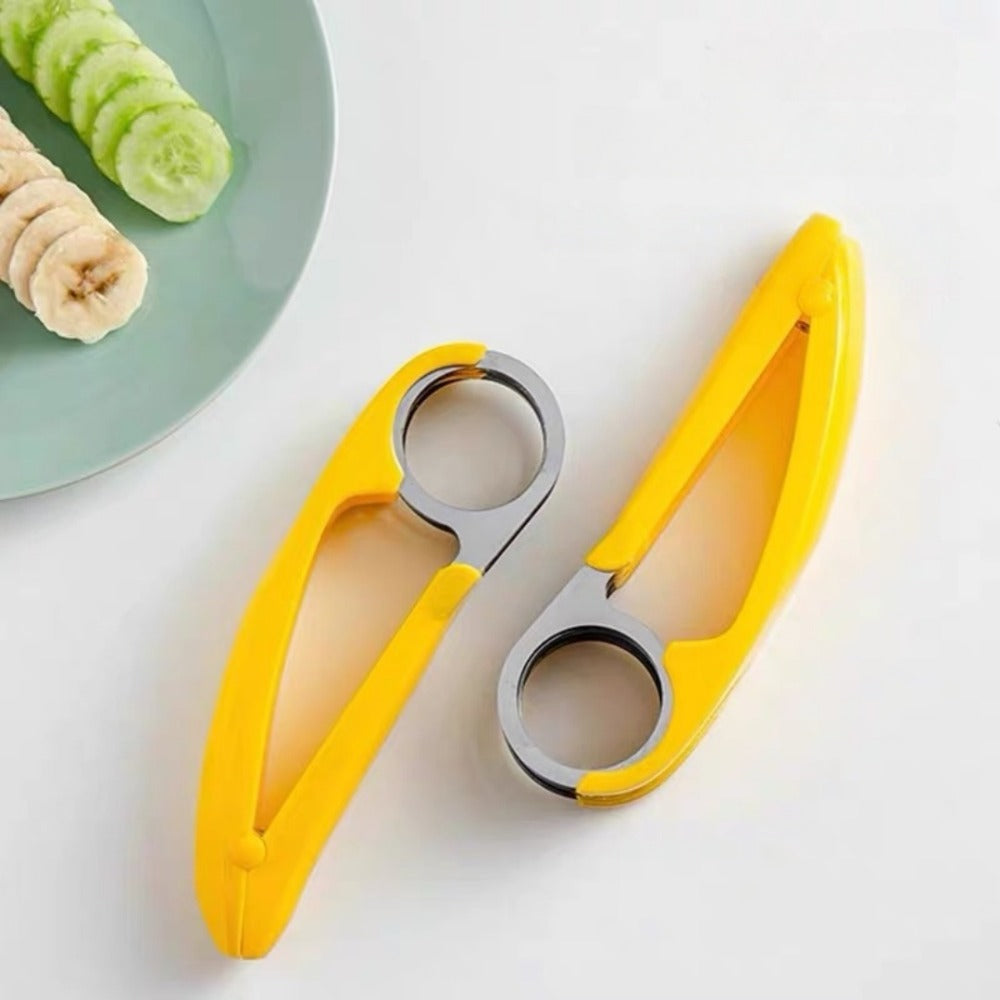 Curved Fruit and Banana Slicer in Stainless Steel for Kitchen Preparation
