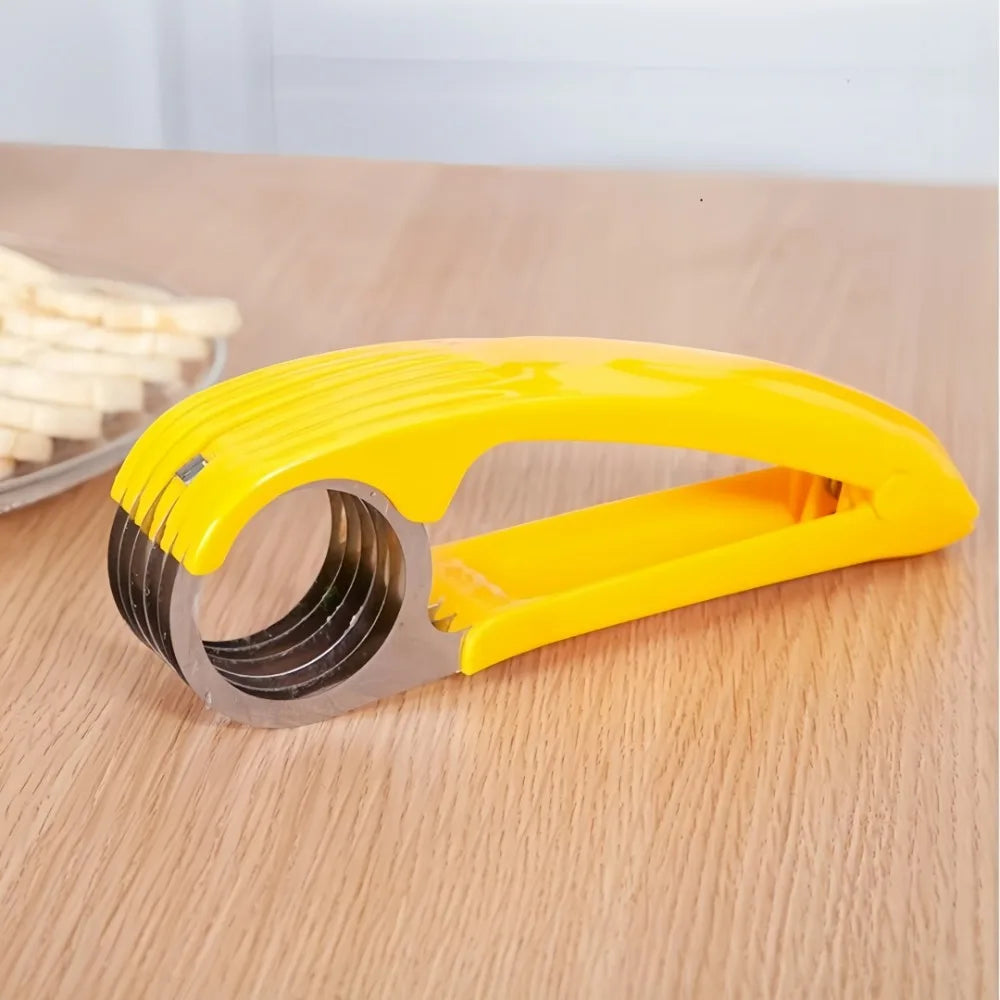 Curved Fruit and Banana Slicer in Stainless Steel for Kitchen Preparation