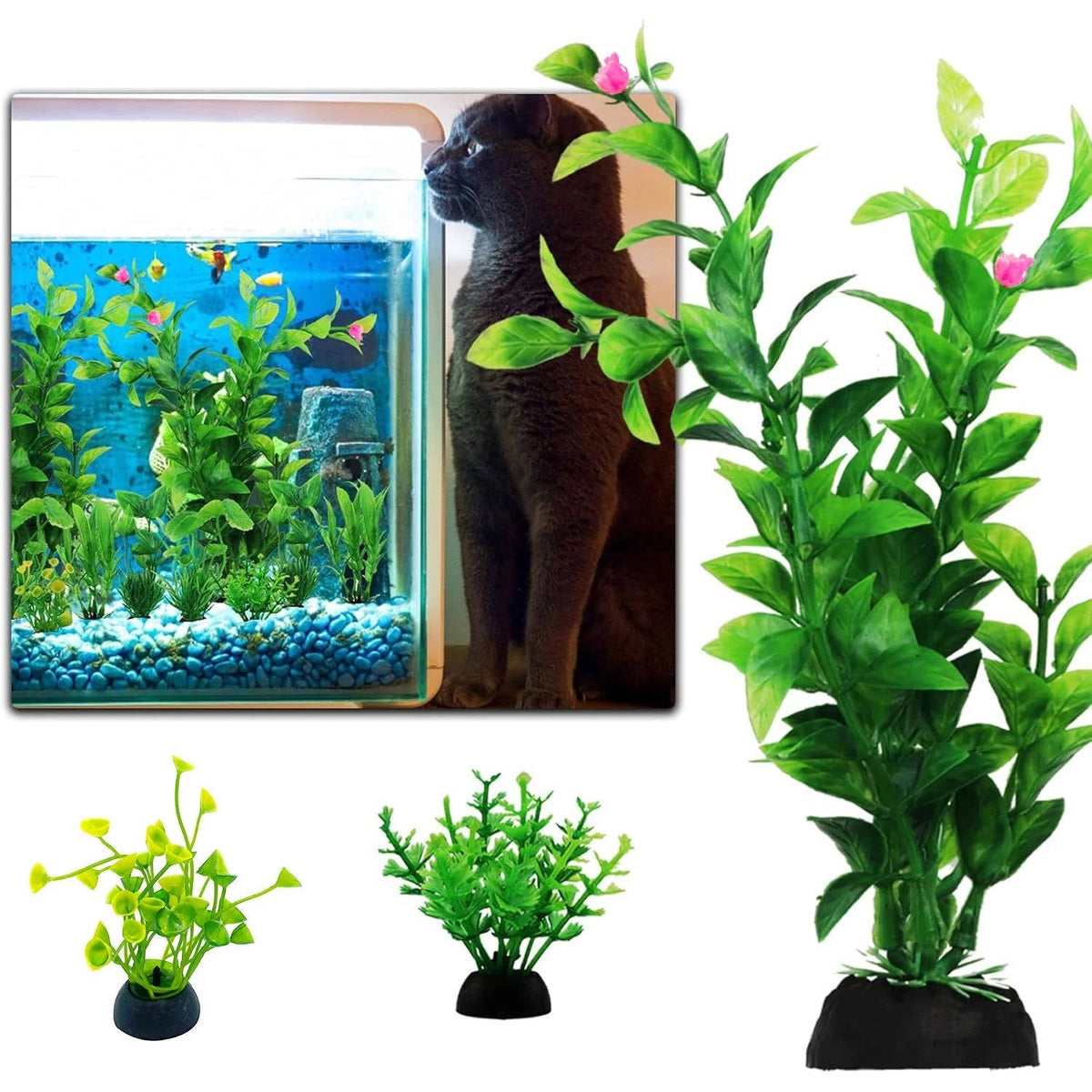 10-Piece Weighted Aquarium Plant Decoration Set for Fish Tanks
