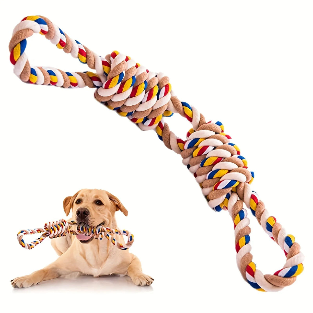 Chew Toy for Dogs - Braided Rope with Tug and Fetch Features