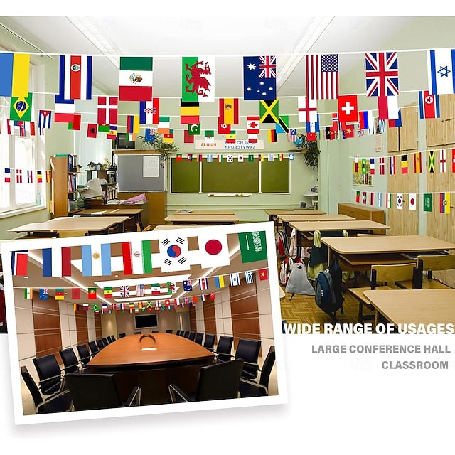 International String Flag Banner for 200 Countries – Sports Events & Classroom Decor