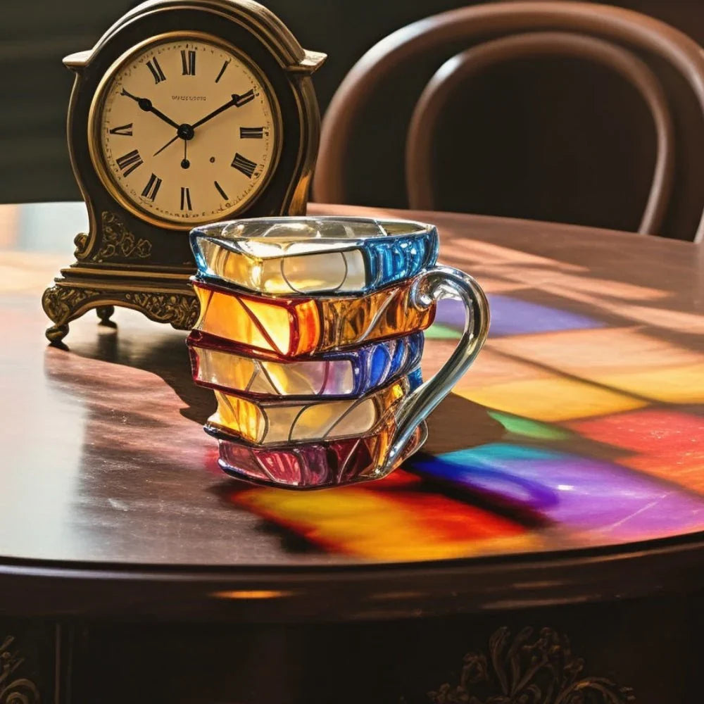 Glass Mug Shaped Like a Book Spine – Ideal for Readers and Book Lovers