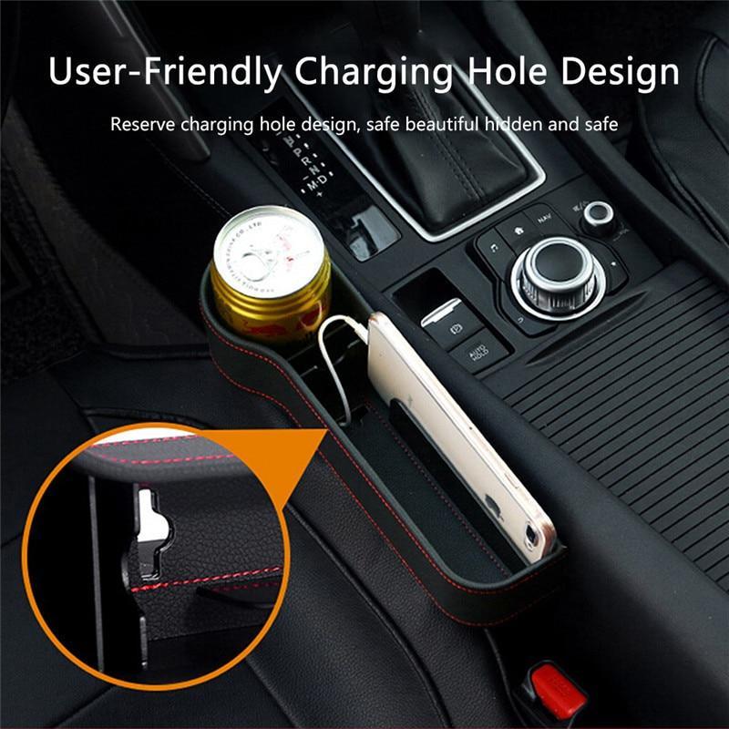 Car Seat Gap Storage Organizer in PU Leather – Side Pocket for Phone, Keys & Wallet
