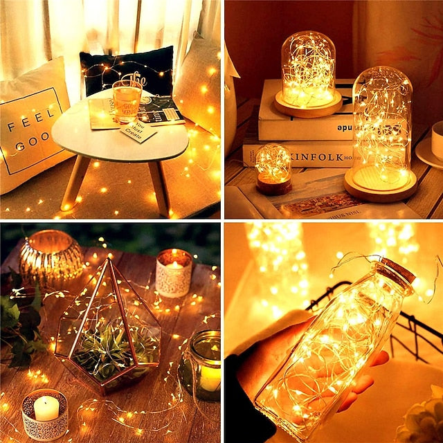 20 LED Battery-Powered Fairy Lights on 7Ft Flexible Silver Wire for Weddings and Mason Jar Decoration