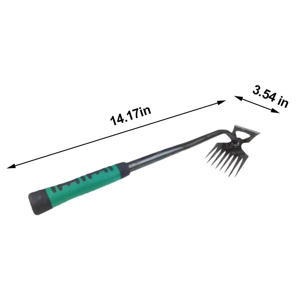 Garden Hoe with Rubber Grip Handle – 8 Tooth Manganese Steel for Weeding and Digging