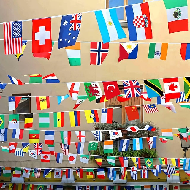 International String Flag Banner for 200 Countries – Sports Events & Classroom Decor