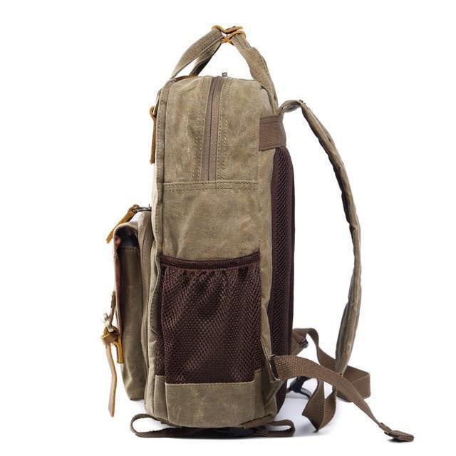 Water-Resistant Waxed Canvas Backpack for DSLR and 15-Inch Laptop