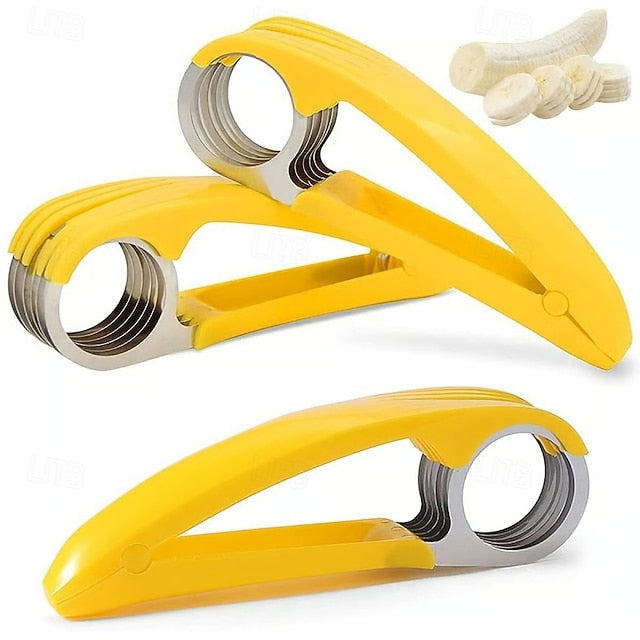 Manual Vegetable and Fruit Slicer in Stainless Steel for Salad, Banana, and Sausage