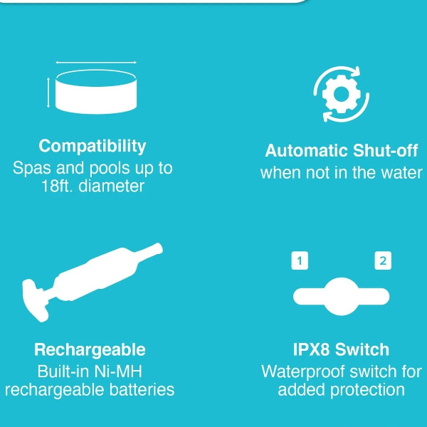Portable Battery-Operated Pool Cleaner with Brush Tools for Above Ground
