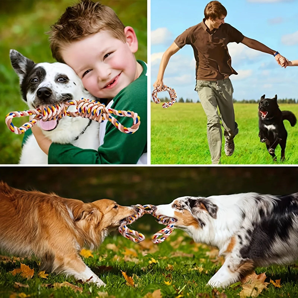 Chew Toy for Dogs - Braided Rope with Tug and Fetch Features