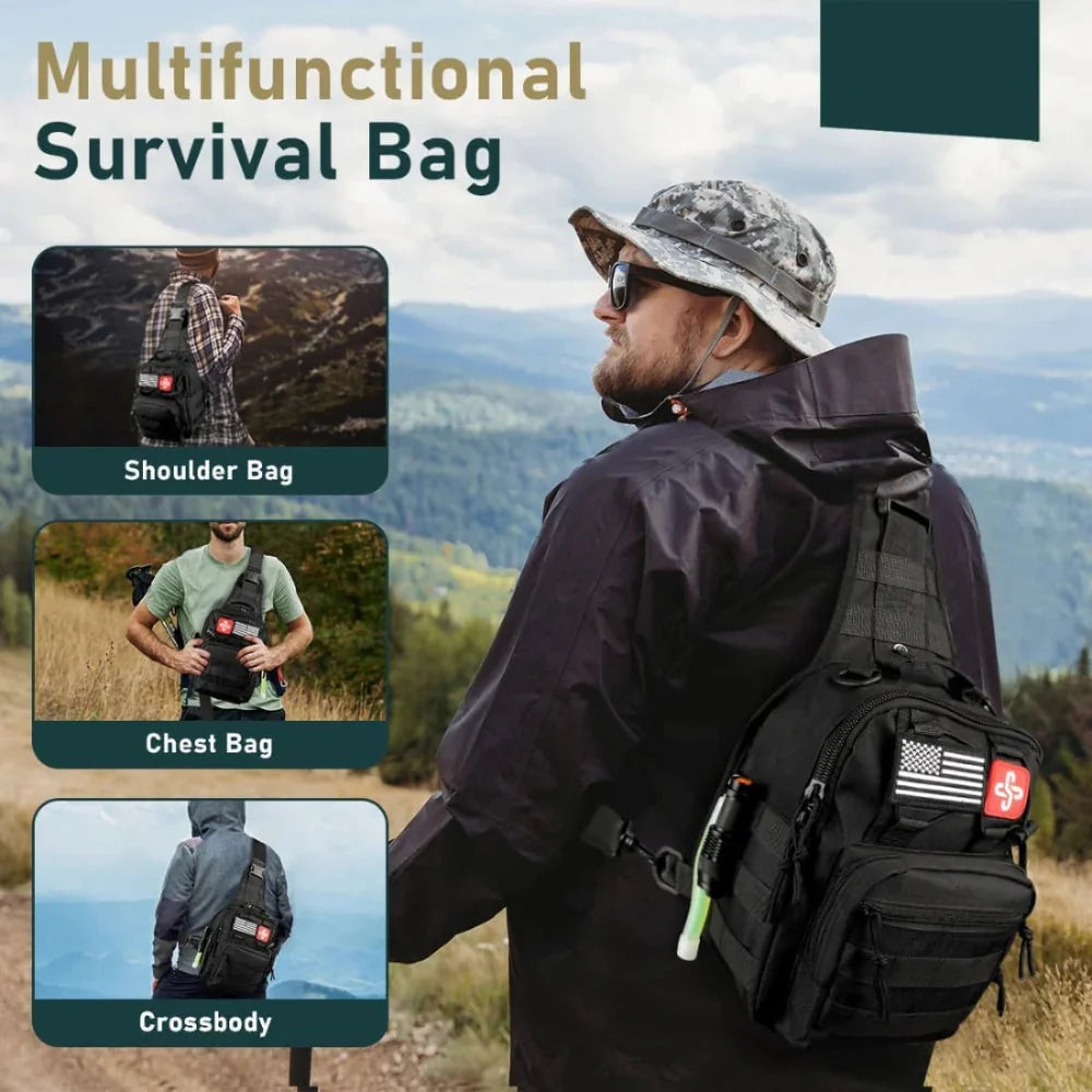 Emergency Survival Kit with First Aid Supplies and Camping Backpack - 262 Pieces