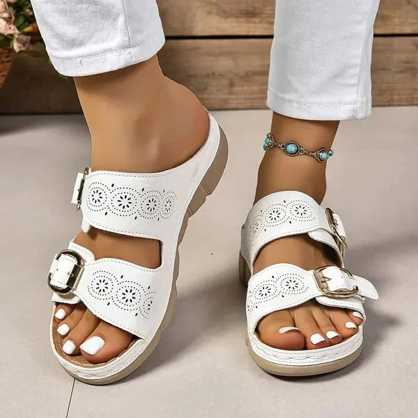 Adjustable Buckle Wedge Sandals
