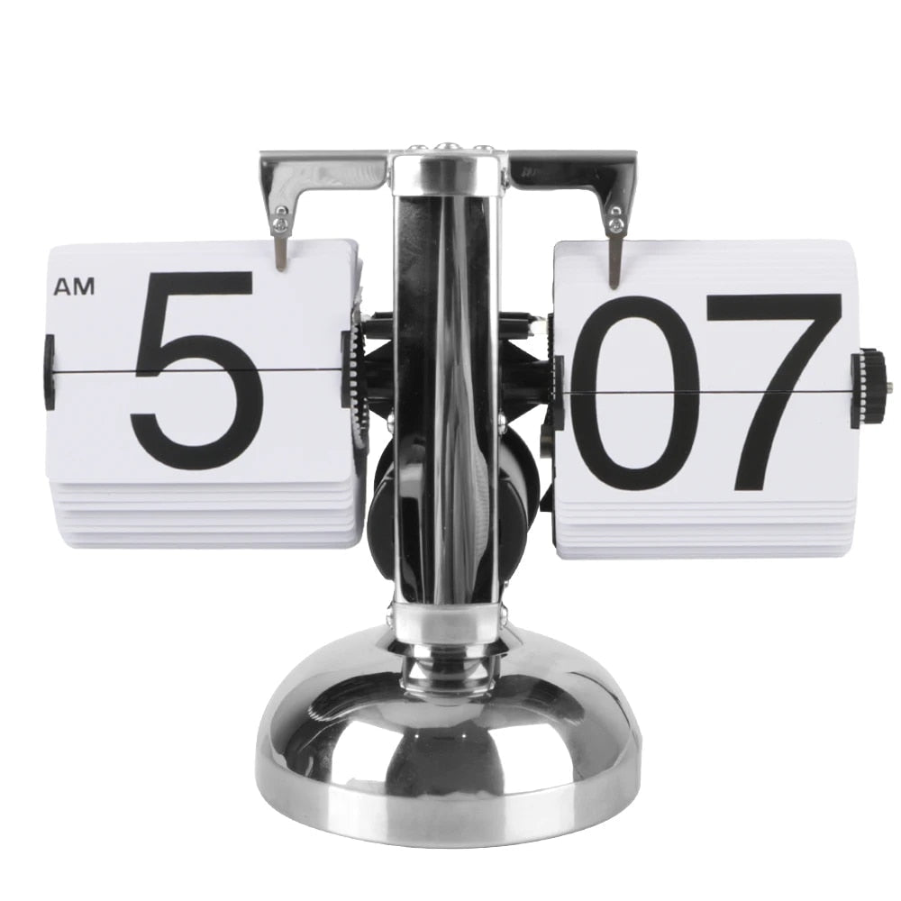 Silent Quartz Movement Desk Clock with Large Numbers and Flip Card Design