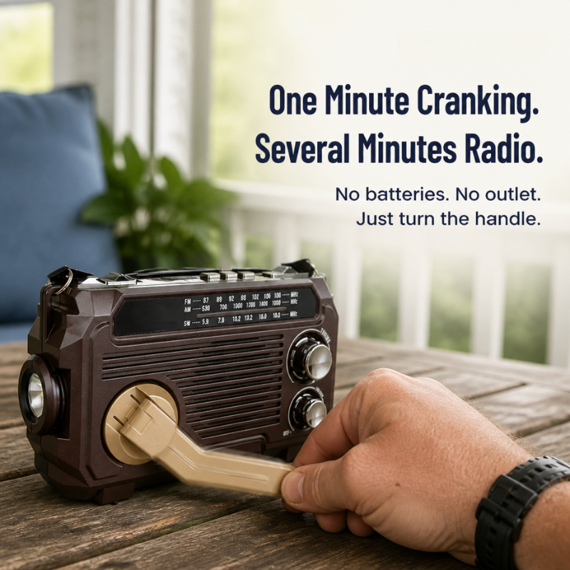 Emergency Power Station with Light, Radio, and Crank, Solar, or USB