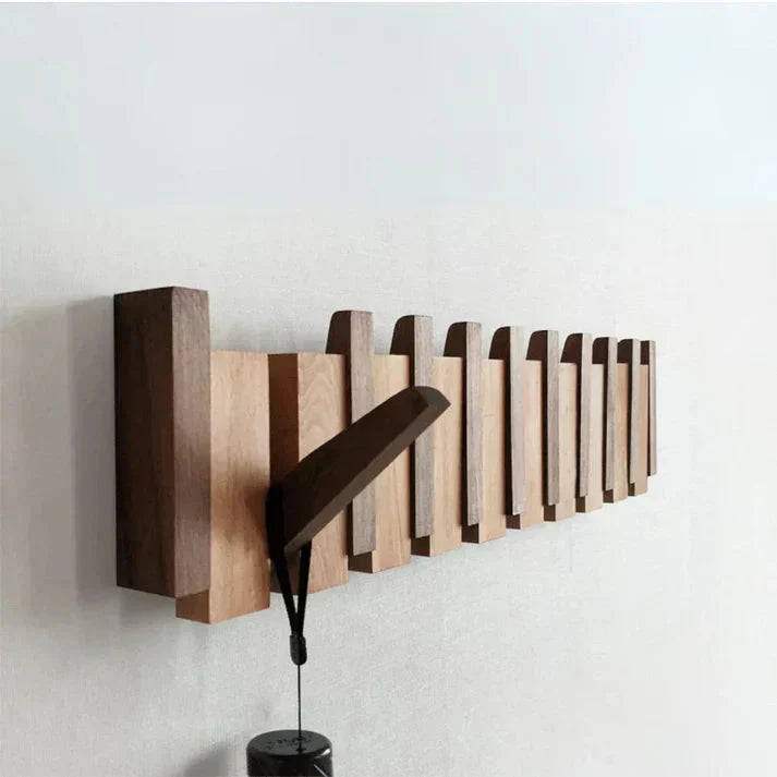Piano-Style Wooden Coat Rack for Wall – 4 to 8 Hooks