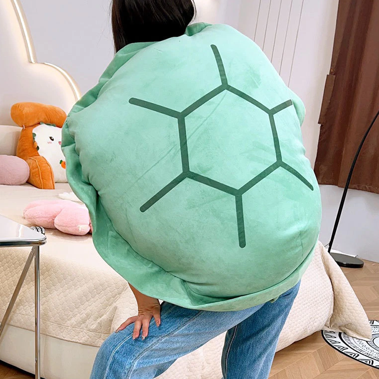 Curved Support Plush Pillow with Cotton Cover in Turtle Shell Design