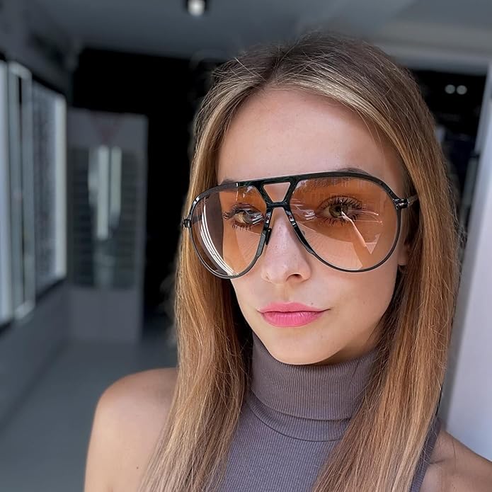 Retro Oversized Sunglasses – UV400 Protection Aviator Style