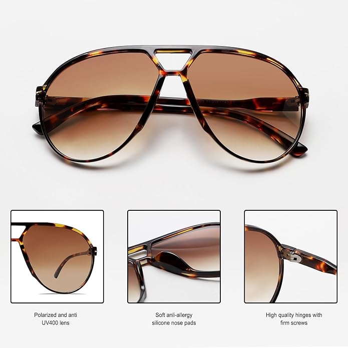 Retro Oversized Sunglasses – UV400 Protection Aviator Style