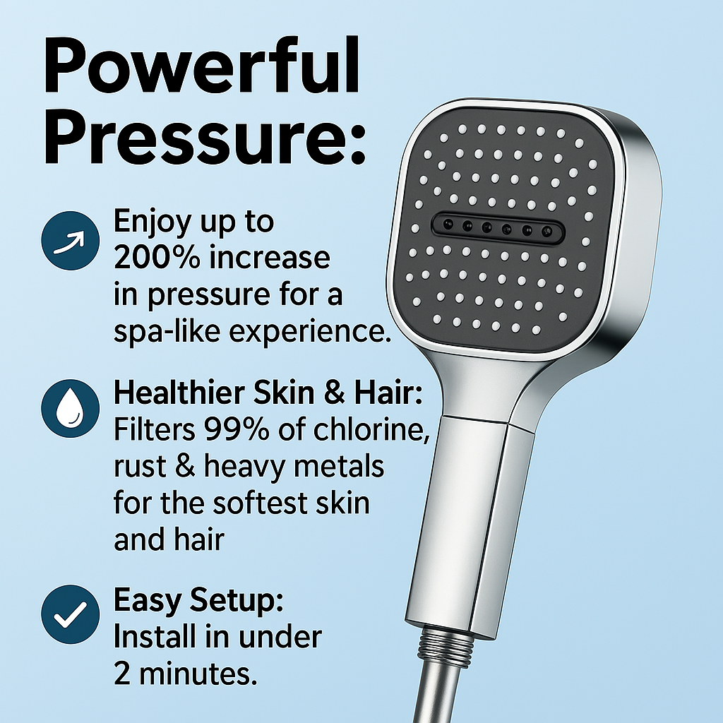 Filtered Shower Head with High Pressure | Hard Water Softener & Purifier