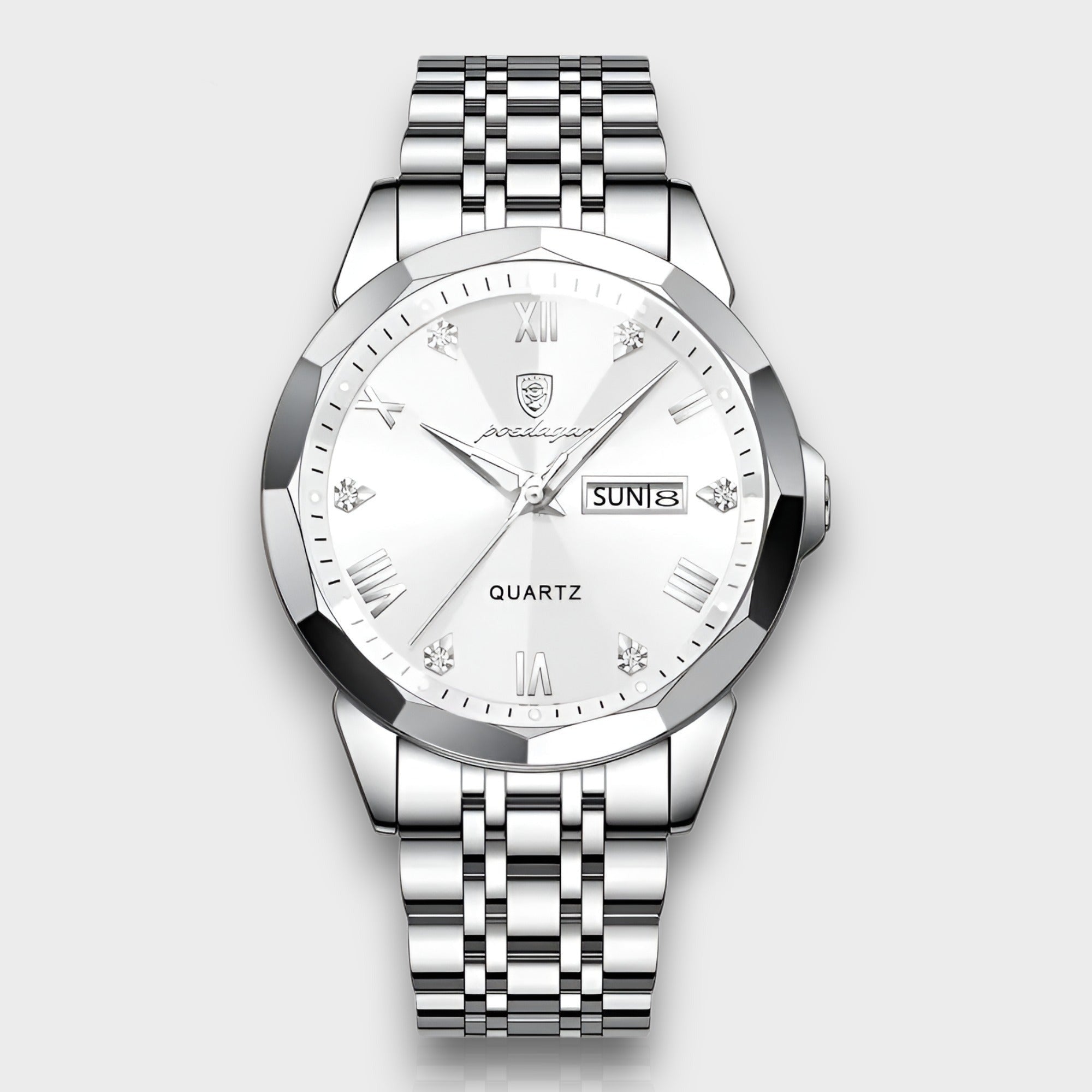 Quartz Movement Men's Watch with Stainless Steel Band - Elegant Design